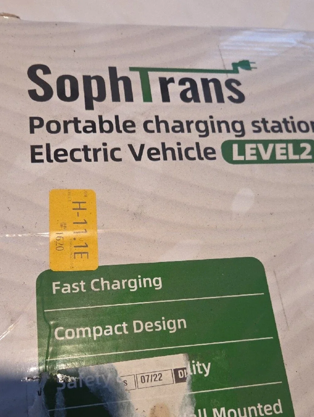 Green Portable EV Level 2 Charger with Cable